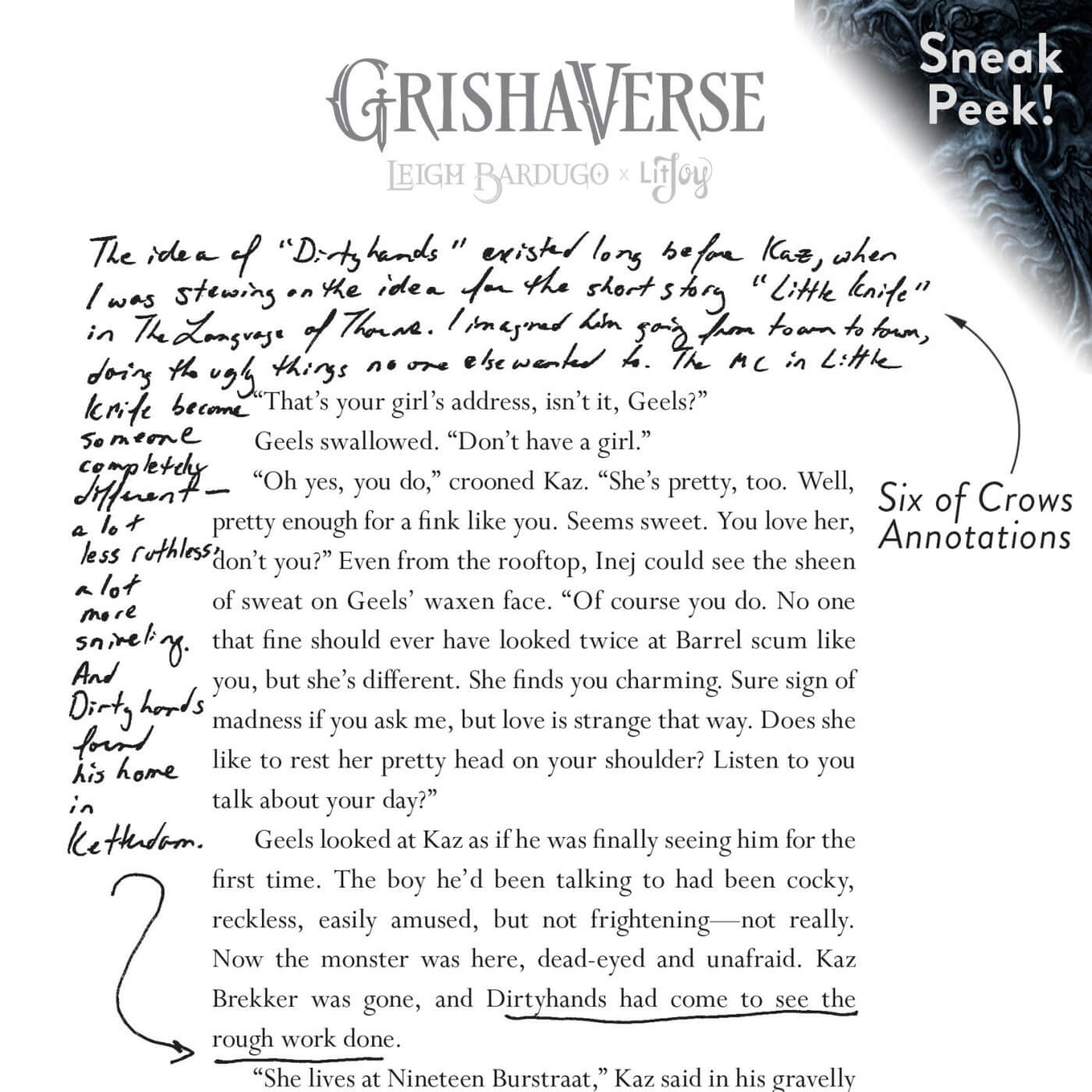 Leigh Bardugo's annotated pages