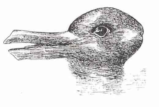 Original optical illusion image of a duck or rabbit