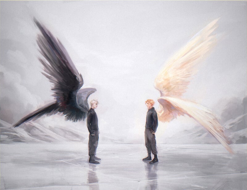 Sebastian and Jace with wings - The Mortal Instruments fan art