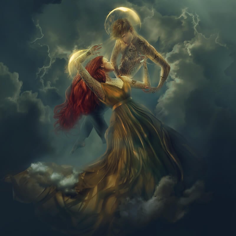 Clary and Jace in the sky - The Mortal Instruments fan art