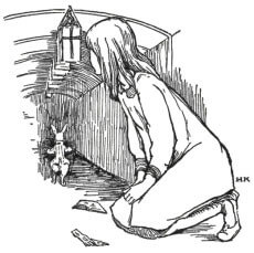 Alice watching the white rabbit run away