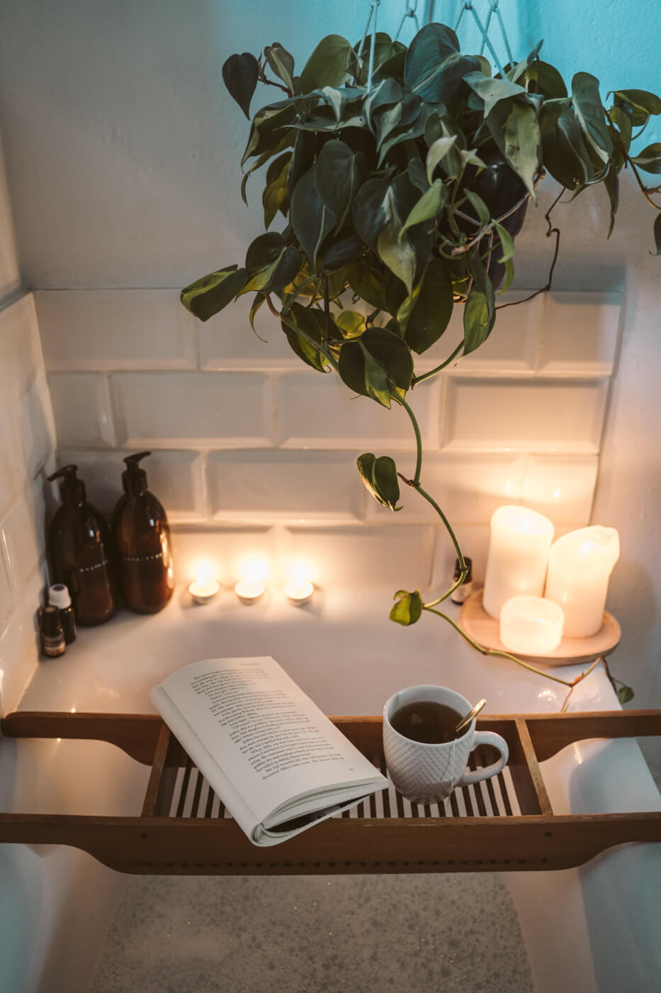 Book reading bathtub setup photo by Taryn Elliott