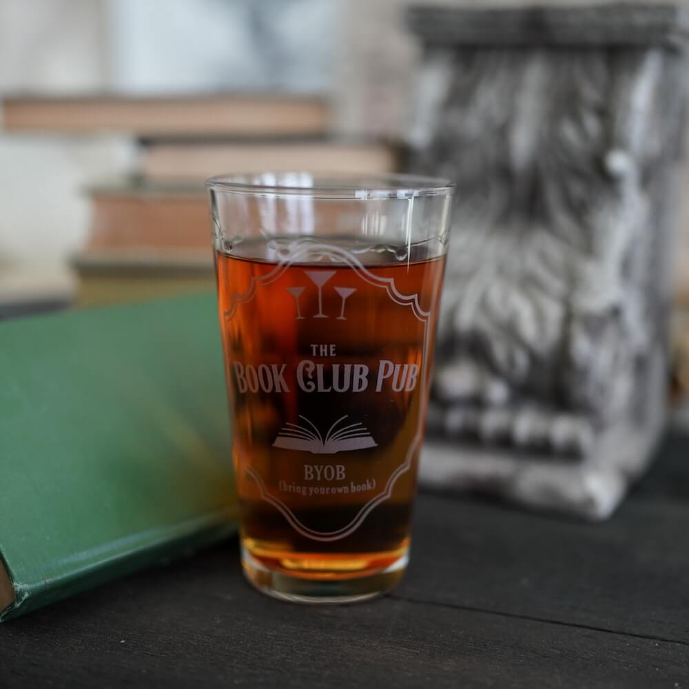 The Book Club Pub Glass sold by LitJoy