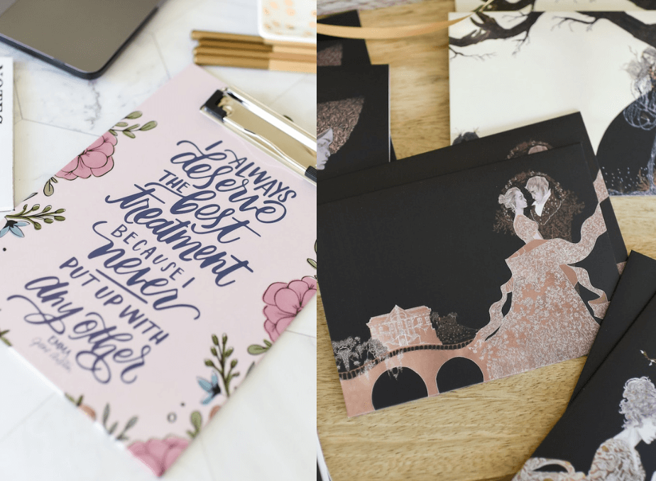Emma Notebook and Classic Greeting Cards sold by LitJoy