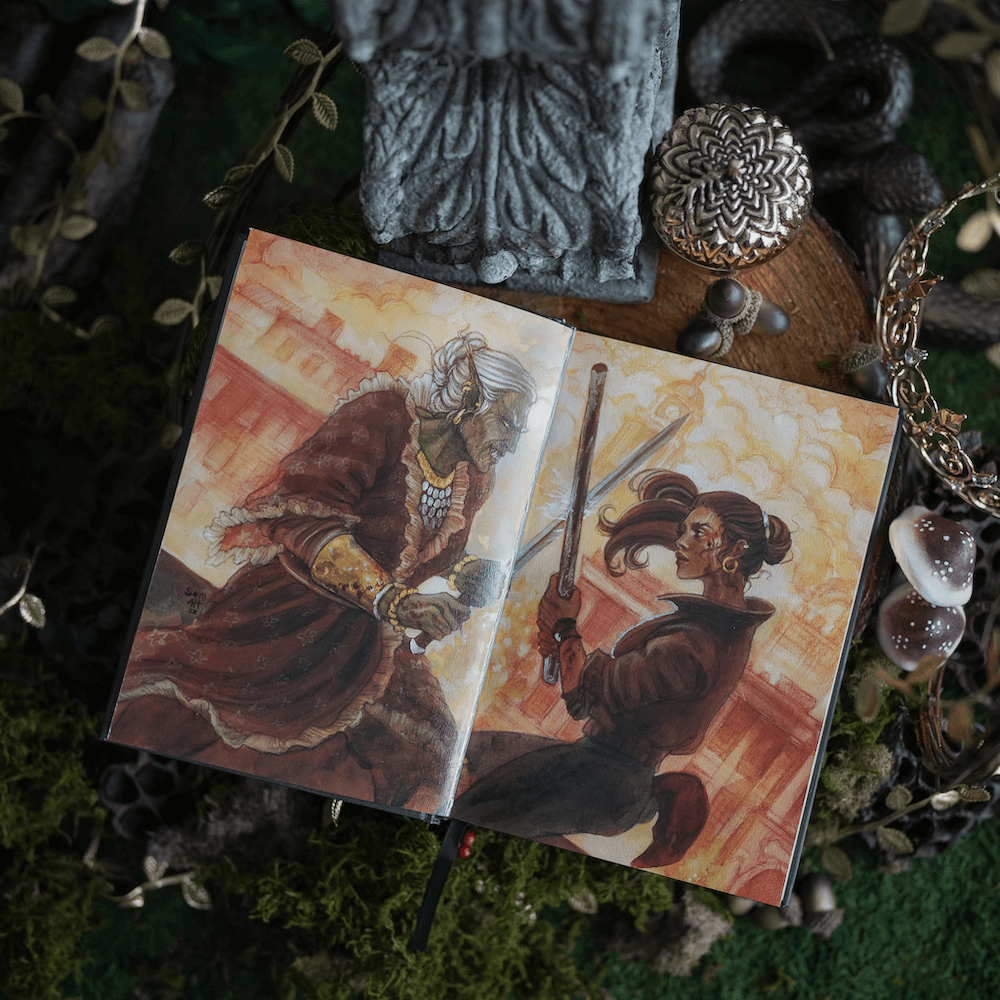 Tip-in art created by @bohemianweasel in The Queen of Nothing from FOTA box set sold by LitJoy Crate