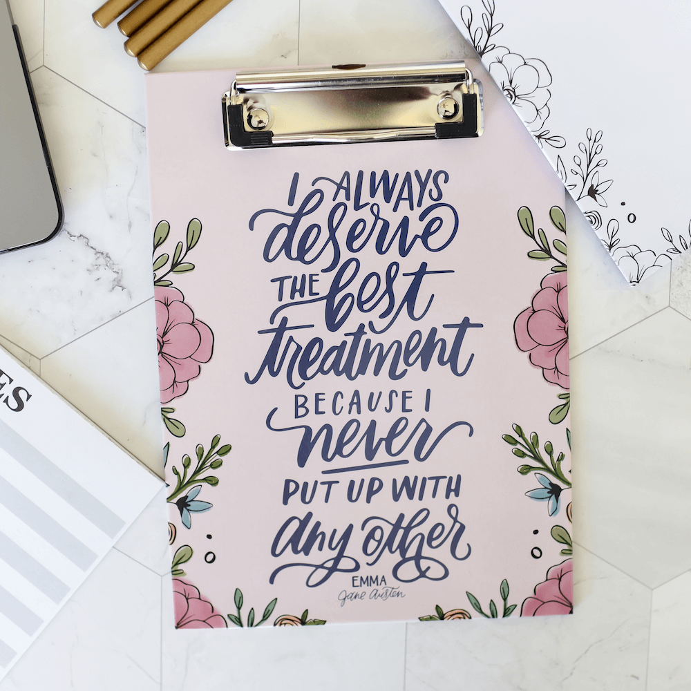 Emma notebook and clipboard sold by LitJoy
