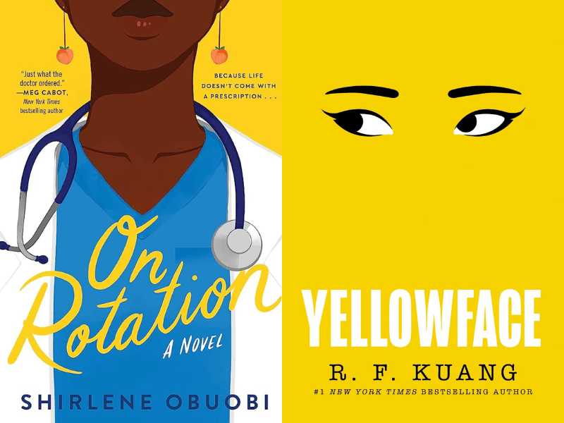Book cover images of On Rotation and Yellowface