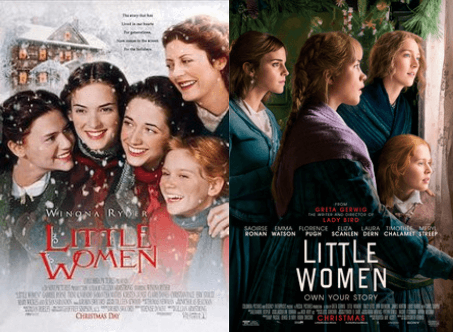 Movie posters from 1994 and 2019 Little Women movie adaptations