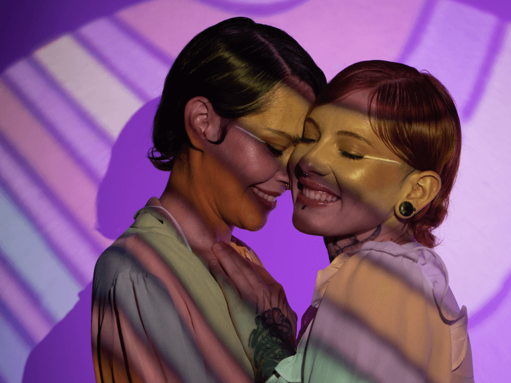 Two people about to kiss