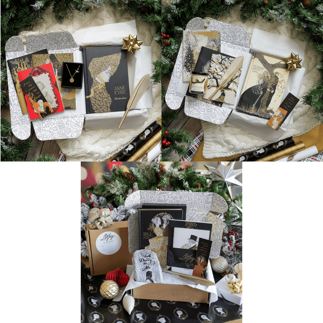 Wuthering Heights, Jane Eyre and Pride and Prejudice gift boxes sold by LitJoy