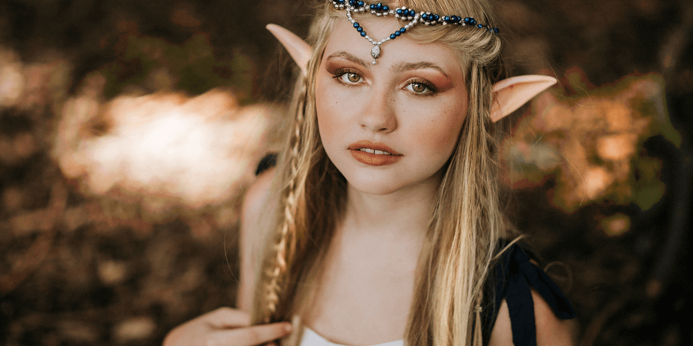 Woman cosplaying as a fairy elf